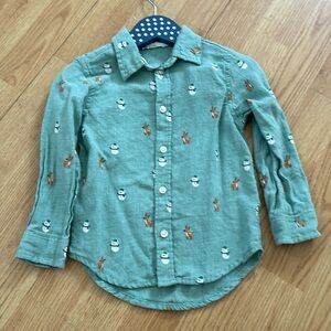 H & M snowman and reindeer toddler button down holiday 🎄
